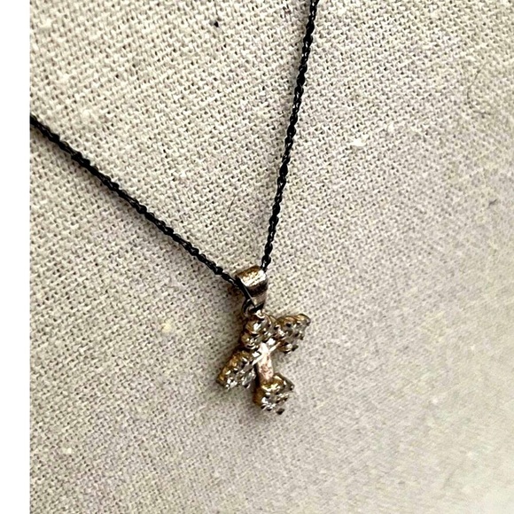 Vintage Danecraft 925 Sterling Silver Cross Necklace With Cubic Zirconia     A73 - Picture 8 of 12